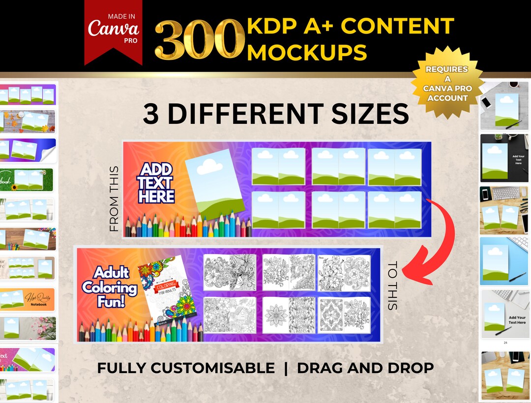 Amazon KDP A Plus Canva Book Mockup Templates | 300 KDP A+ Content ...