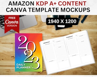 185 maquetas de libros de KDP para contenido A Plus - Tamaño 1940 x 1200px / Maquetas de contenido KDP A Plus prefabricadas en Canva / Maqueta de autor de KDP