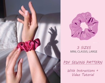 Scrunchie Sewing Pattern, Beginner Friendly, Mini Classic Large (PDF Pattern)