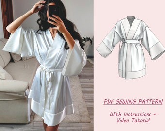 Kimono Robe PDF Sewing Pattern, Beginner Project (XS-XL)