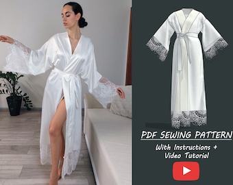 Lace Robe Sewing Pattern, Beginner Friendly XS-XL (PDF Pattern)