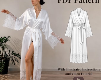 Lace Robe Sewing Pattern, Beginner Friendly XS-XL (PDF Pattern)