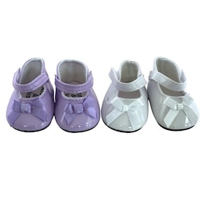 18 Inch Doll Shoes- Mary Janes with Bow- Fits all 18 Inch Dolls