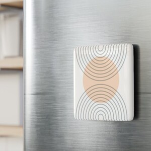 Contemporary Porcelain Magnet, Square, Trending Abstract Design Decorative Office Accessory Fridge Magnet Tik Tok Art Design