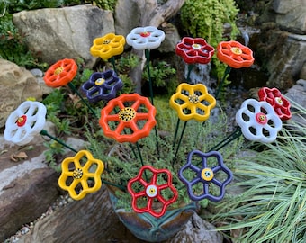 Vinca- Set of 3 Metal Flowers, 18