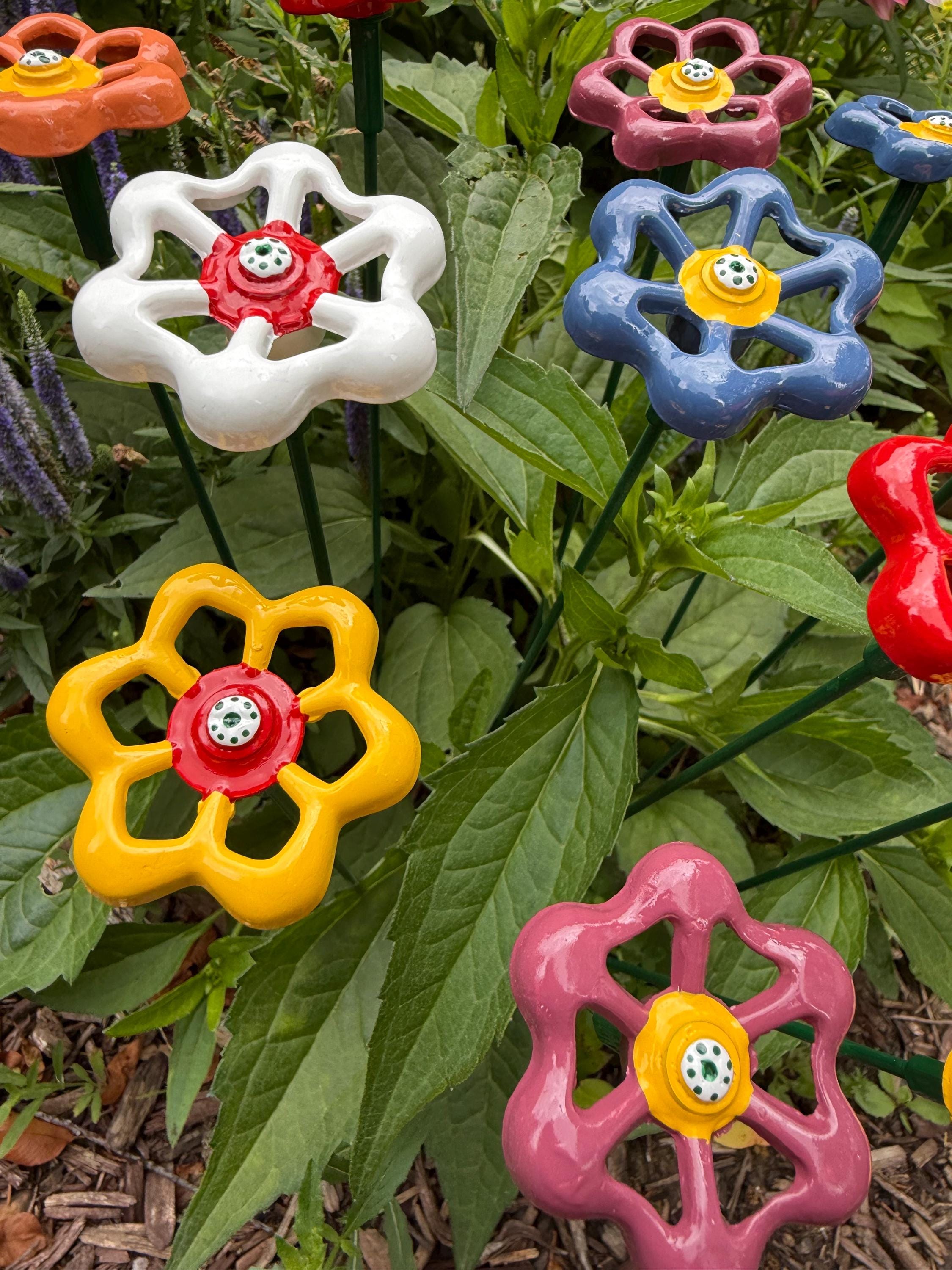 Set of 12 Petunia, Assorted Colors Metal Flower 18