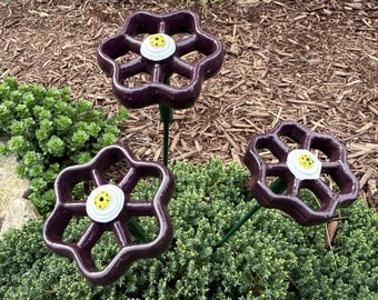 Vinca- Set of 3 Metal Flowers, 18