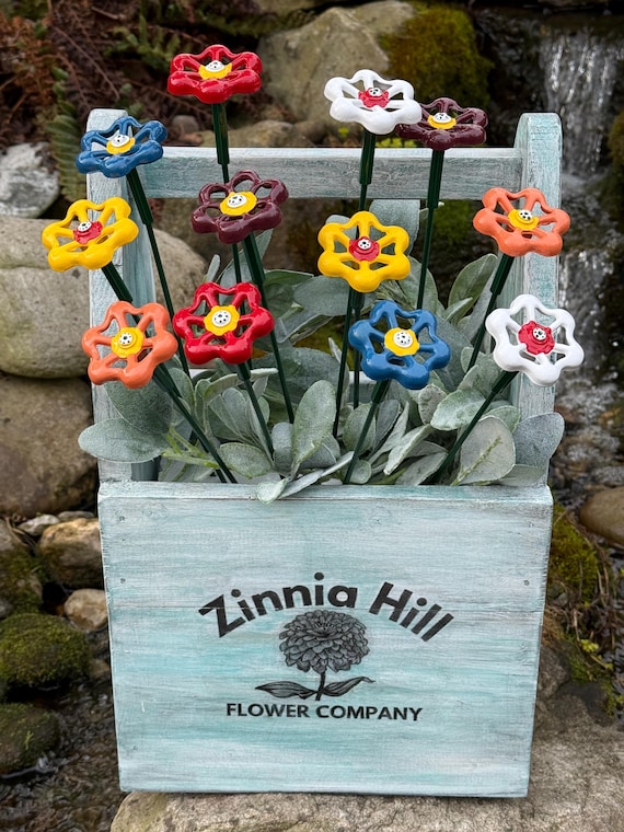 Set of 12 Petunia, Assorted Colors Metal Flower 18