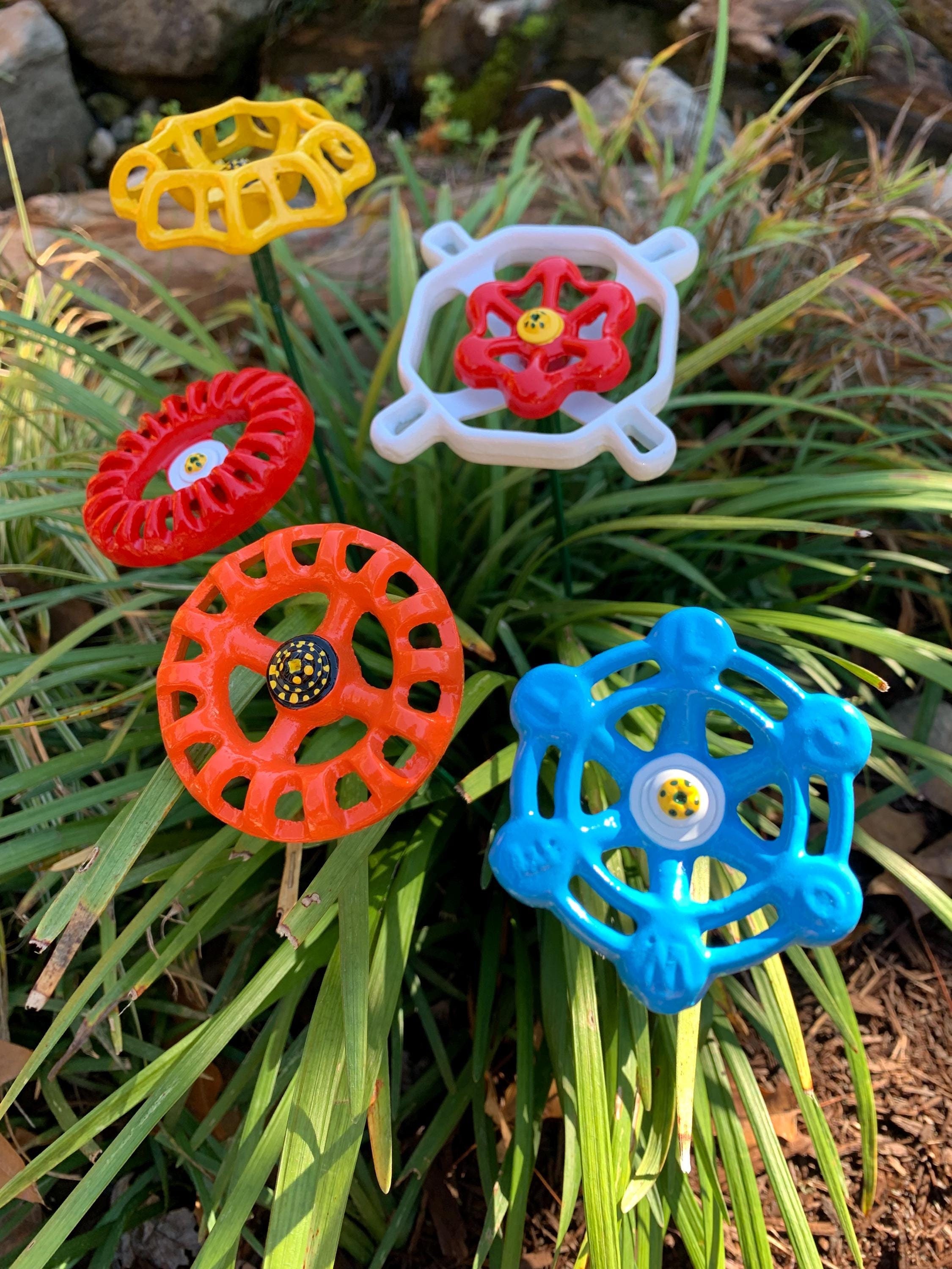 Set of 5 Metal Flowers Assorted(shapes, Sizes and Colors), 20