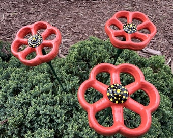 Vinca- Set of 3 Metal Flowers, 18