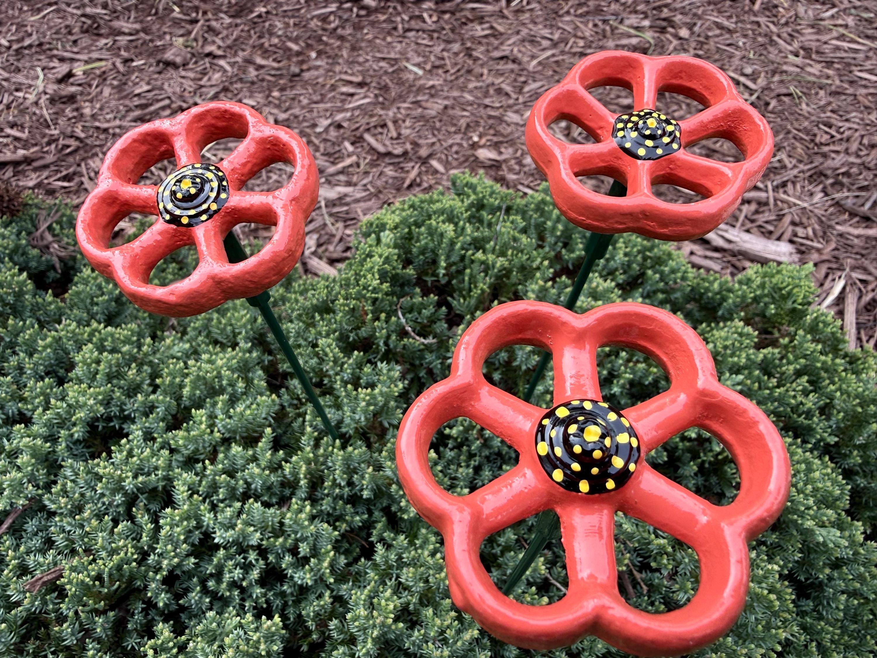 Vinca- Set of 3 Metal Flowers, 18