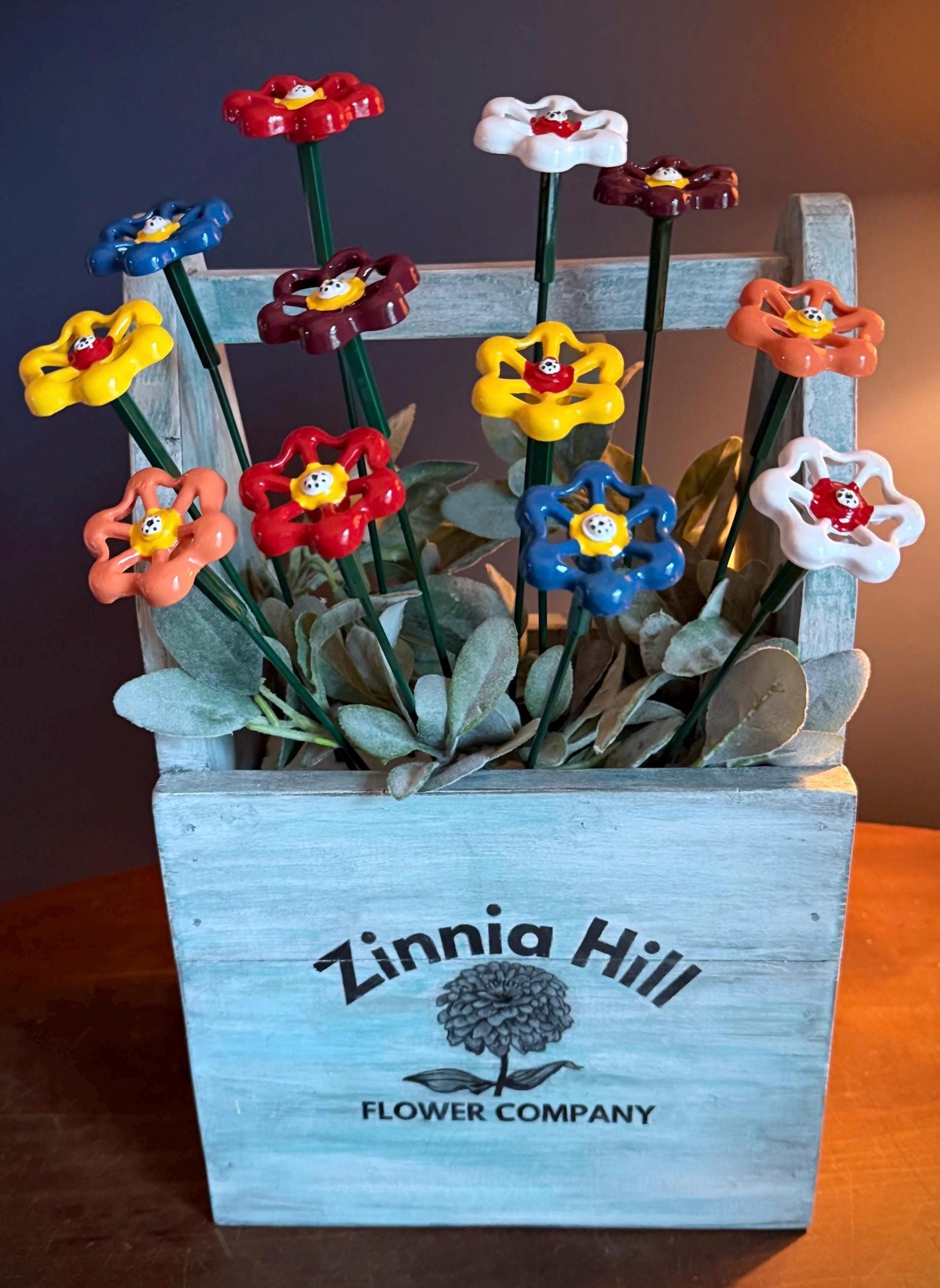 Set of 12 Petunia, Assorted Colors Metal Flower 18