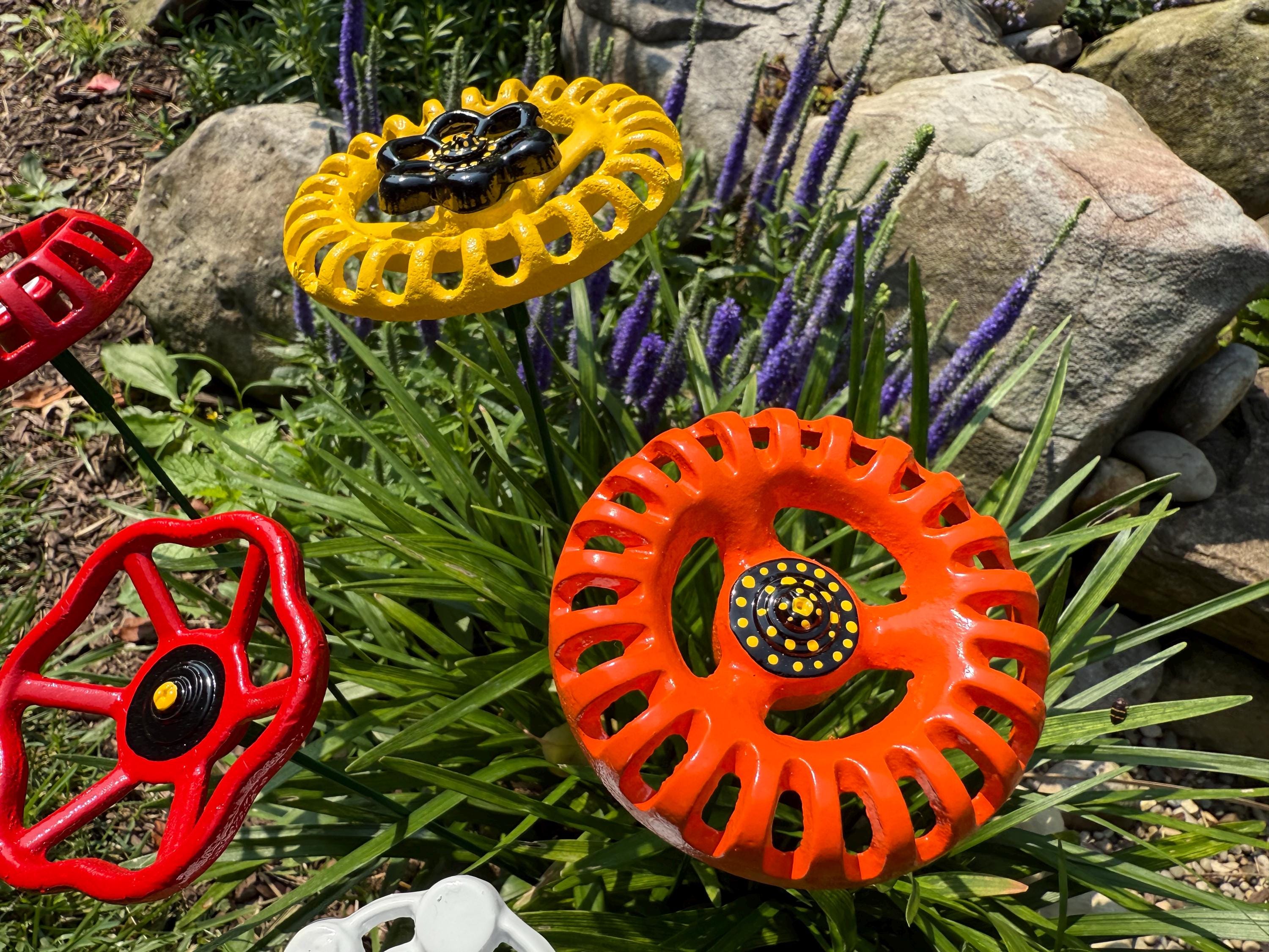 Set of 5 Medium Metal Flowers Assorted(poppy, Daisy, Etc), 20