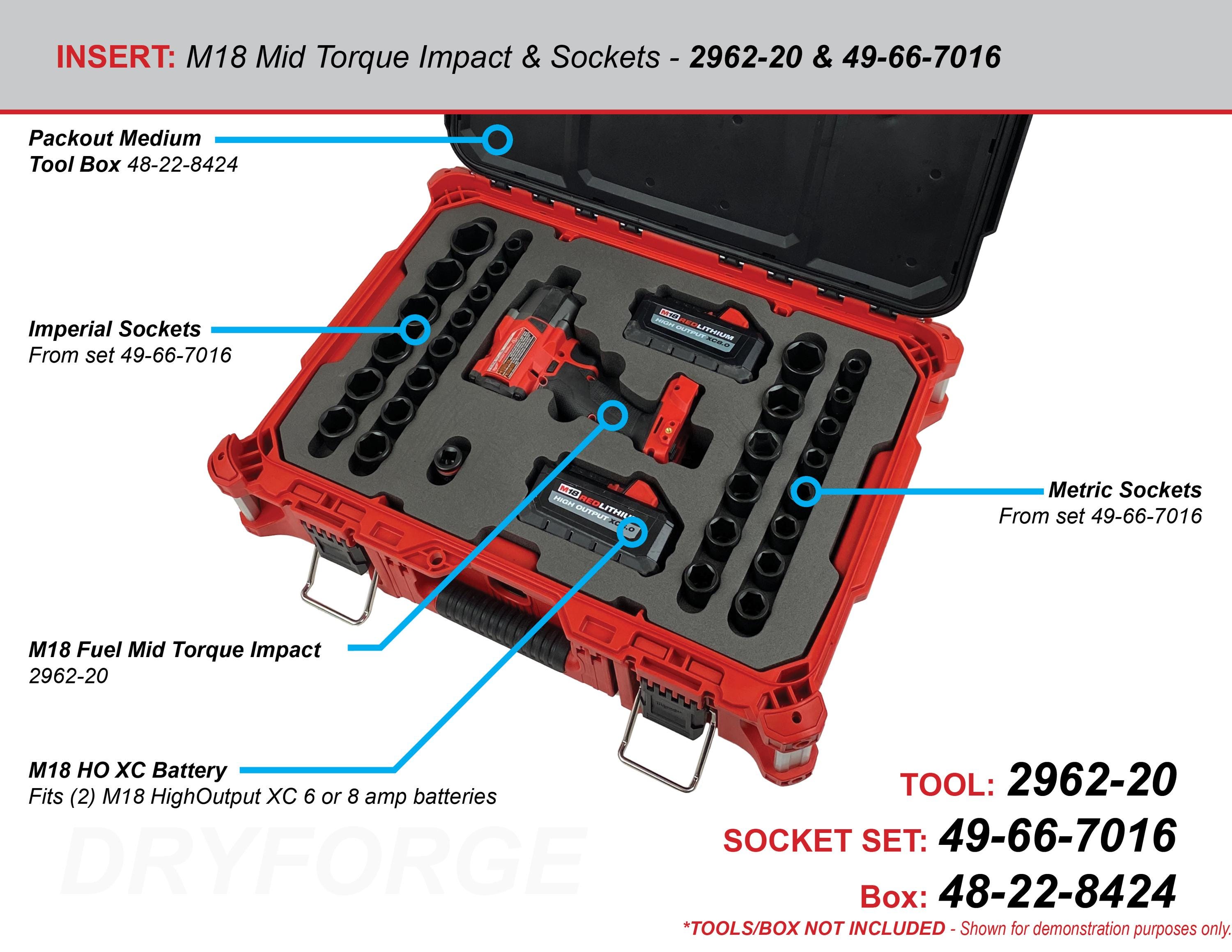 FOAM INSERT to Store M18 Fuel Mid Torque Impact and 1/2