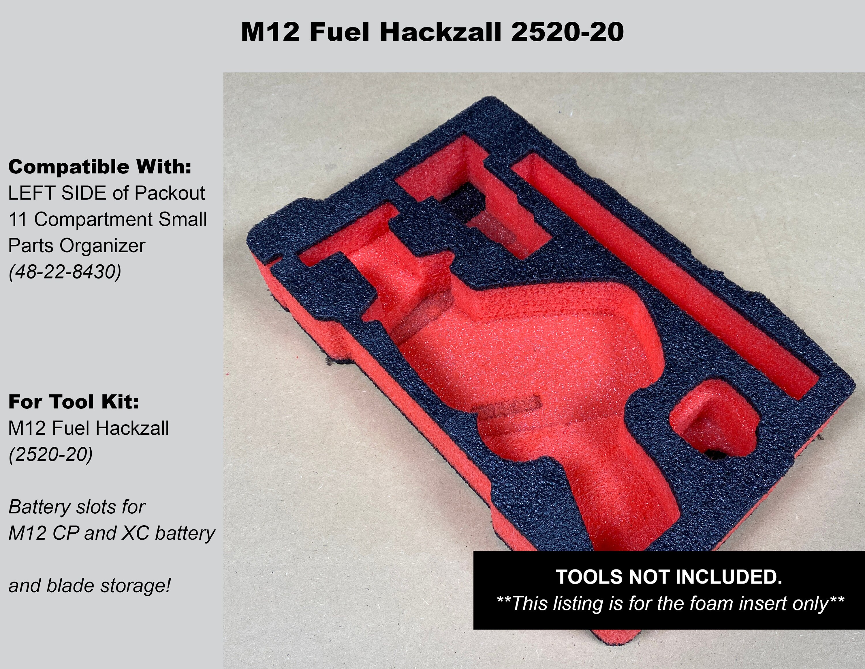 FOAM INSERT to Store M12 Fuel Hackzall 2520-20 in a Milwaukee