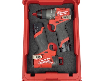 FOAM INSERT to store M12 Fuel Drill and Impact in a Milwaukee Packout 5 Compartment Small Parts Organizer - Tools/Case NOT Included