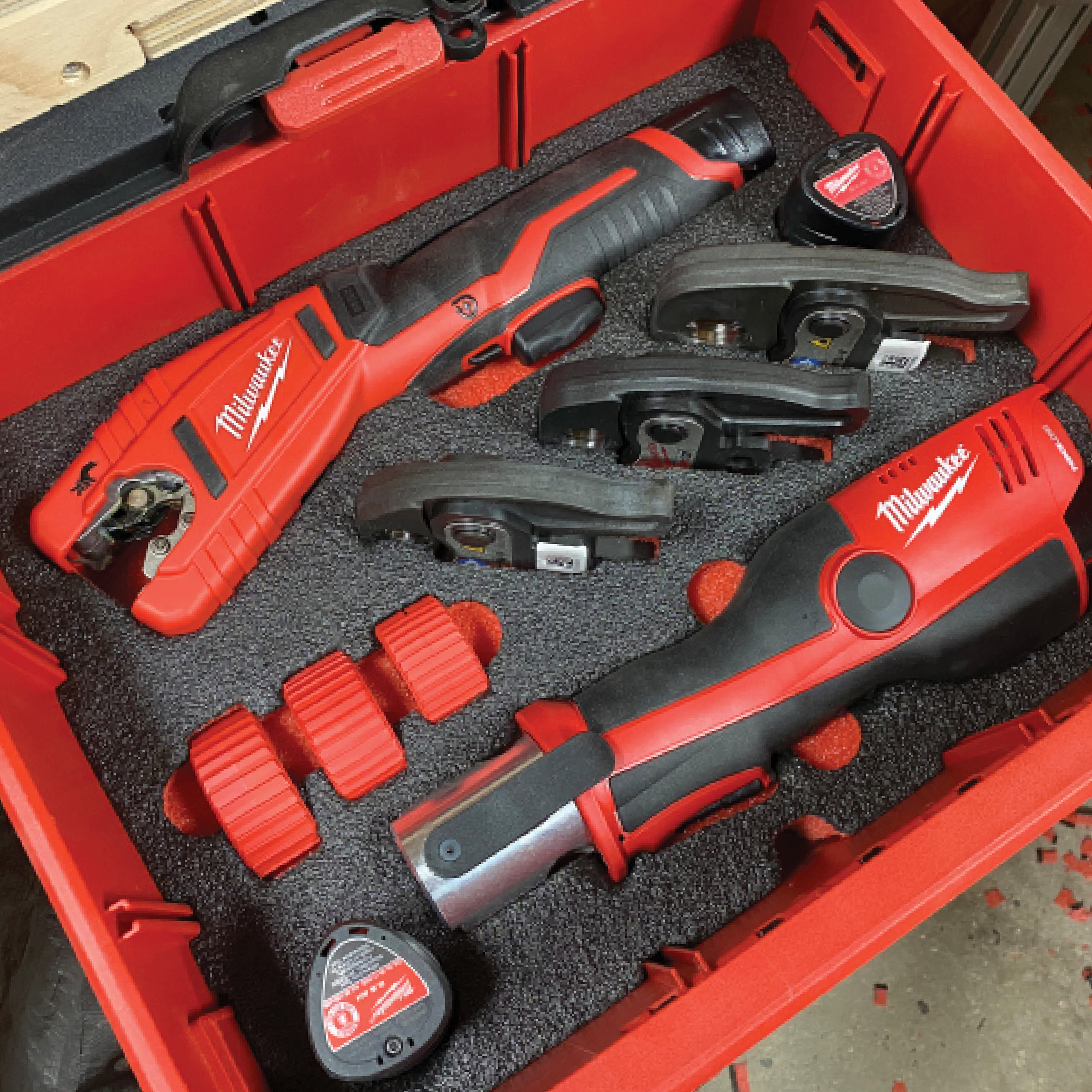 FOAM INSERT to store M12 Force Logic Propress 2473-22 and M12 Copper Cutter 2471-20 in a Milwaukee Packout 2Drawer - Tools/Case NOT Included