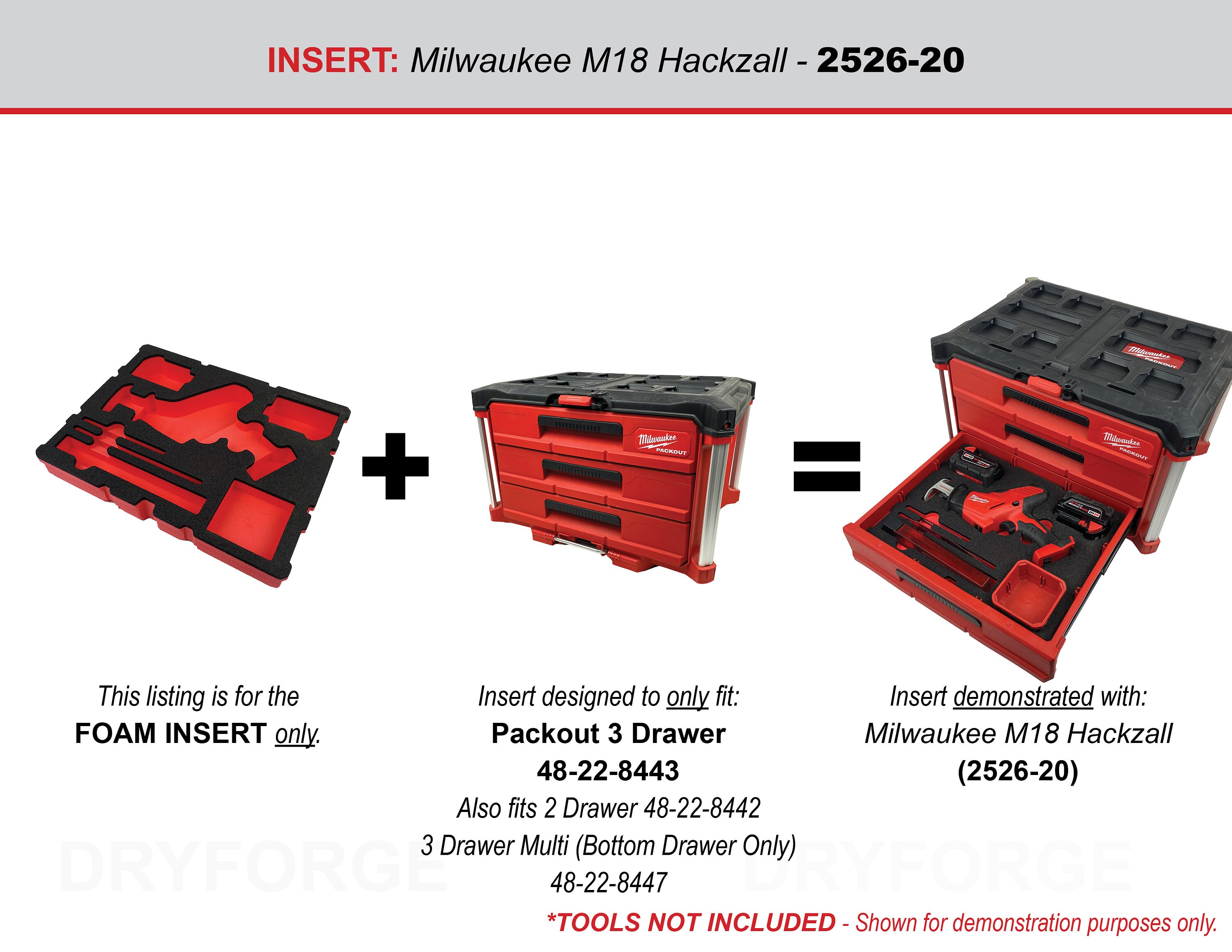 FOAM INSERT to Store M18 Fuel Hackzall 2719-20 in a Milwaukee