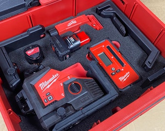 FOAM INSERT to store M12 Green 3 Plane Laser 3632-21 in a Milwaukee Packout 2 Drawer Tool Box - Tools/Case NOT Included