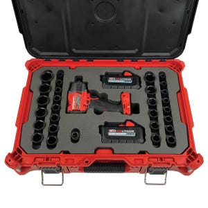 FOAM INSERT to store M18 Fuel Mid Torque Impact and 1/2&quot; Shockwave Impact Socket Set in a Packout Medium Tool Box - Tools/Case NOT Included