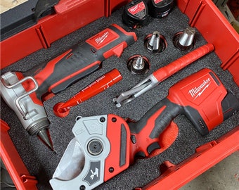 FOAM INSERT to store M12 ProPex Tool Kit and M12 pvc Pipe Shear 2470-20 in a Milwaukee Packout 2 Drawer Tool Box - Tools/Case NOT Included