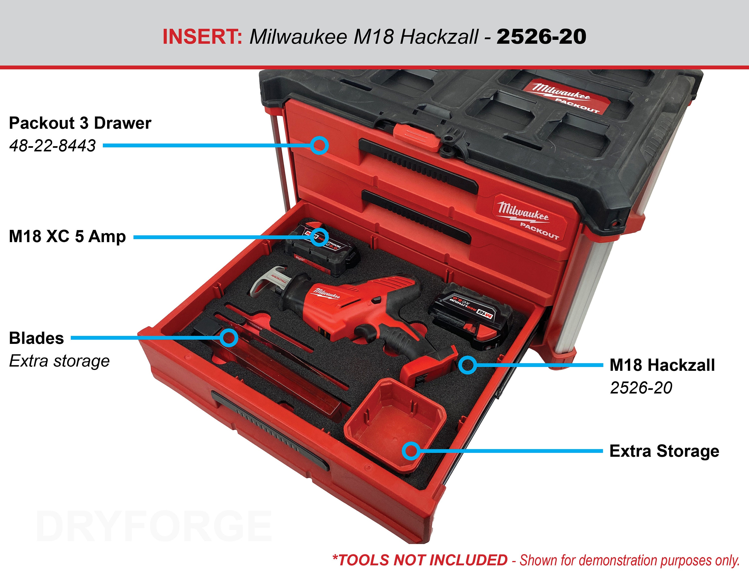 FOAM INSERT to Store M18 Fuel Hackzall 2719-20 in a Milwaukee