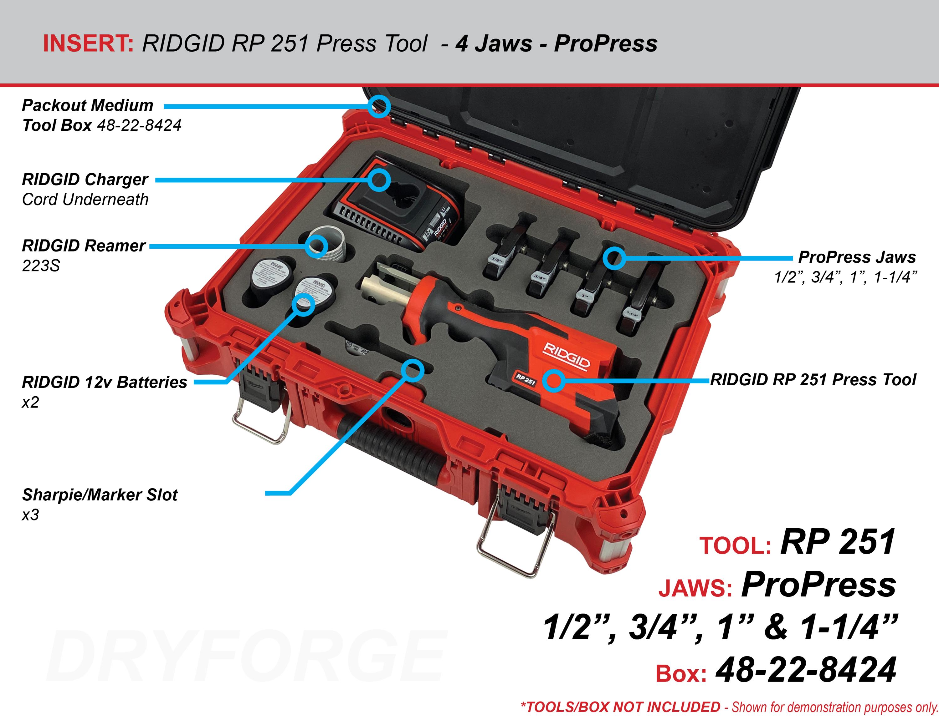FOAM INSERT to Store Ridgid Rp 251 Compart Inline Press Tool Kit