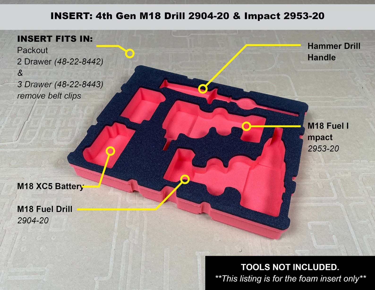 FOAM INSERT to Store M18 Fuel Hammer Drill Impact Kit 3697-22 in a ...