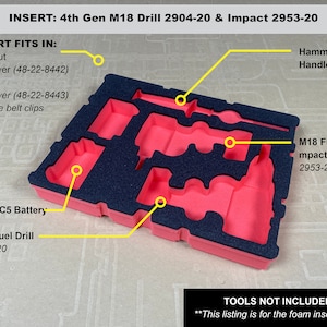 FOAM INSERT to store M18 Fuel Hammer Drill Impact Kit 3697-22 in a Milwaukee Packout 2 Drawer Tool Box - Tools/Case NOT Included Bild 4