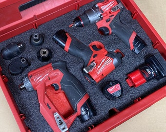 FOAM INSERT to store M12 Drill 3404-20 Impact 2453-20 Install Driver 2505-20 in a Milwaukee Packout 3Drawer ToolBox- Tools/Case NOT Included