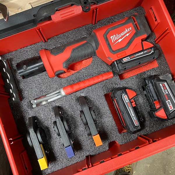 FOAM INSERT to store M18 Short Throw Press Tool Kit Pex or Viega Jaws 2674-22 in a Milwaukee Packout 2 Drawer Tool Box- Tools NOT Included