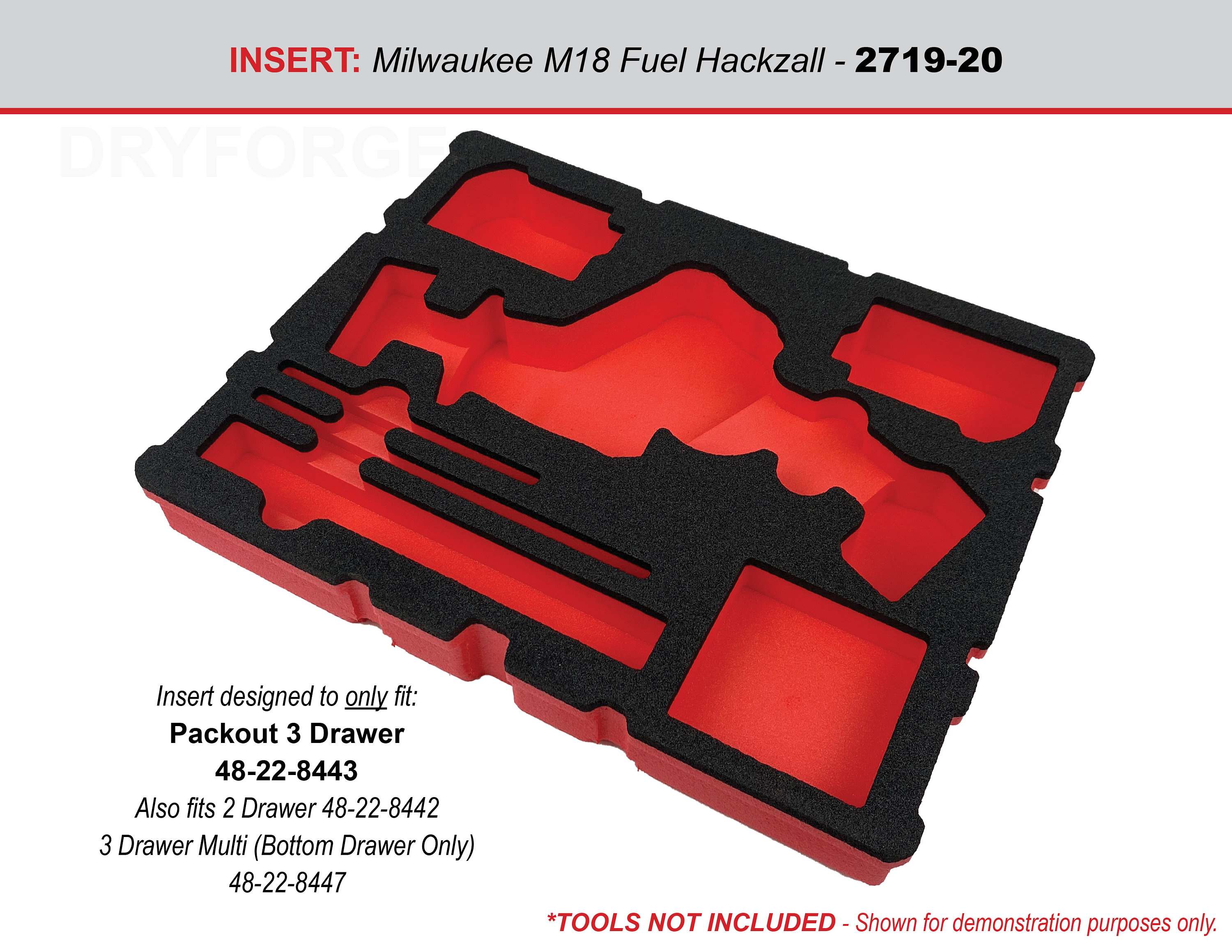 FOAM INSERT to Store M18 Fuel Hackzall 2719-20 in a Milwaukee