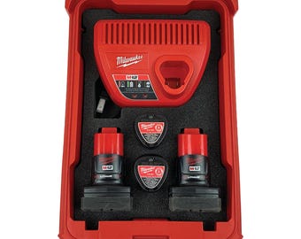 FOAM INSERT to store M12 Charger and M12 Batteries in a Milwaukee Packout 5 Compartment Small Parts Organizer - Tools/Case NOT Included