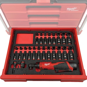 FOAM INSERT to store M12 Ratchet and Shockwave 43 Piece Socket Set in a Milwaukee Packout 4 Drawer Tool Box - Tools/Case NOT Included
