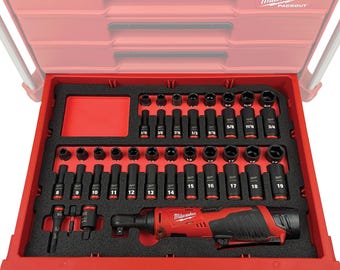 FOAM INSERT to store M12 Ratchet and Shockwave 43 Piece Socket Set in a Milwaukee Packout 4 Drawer Tool Box - Tools/Case NOT Included