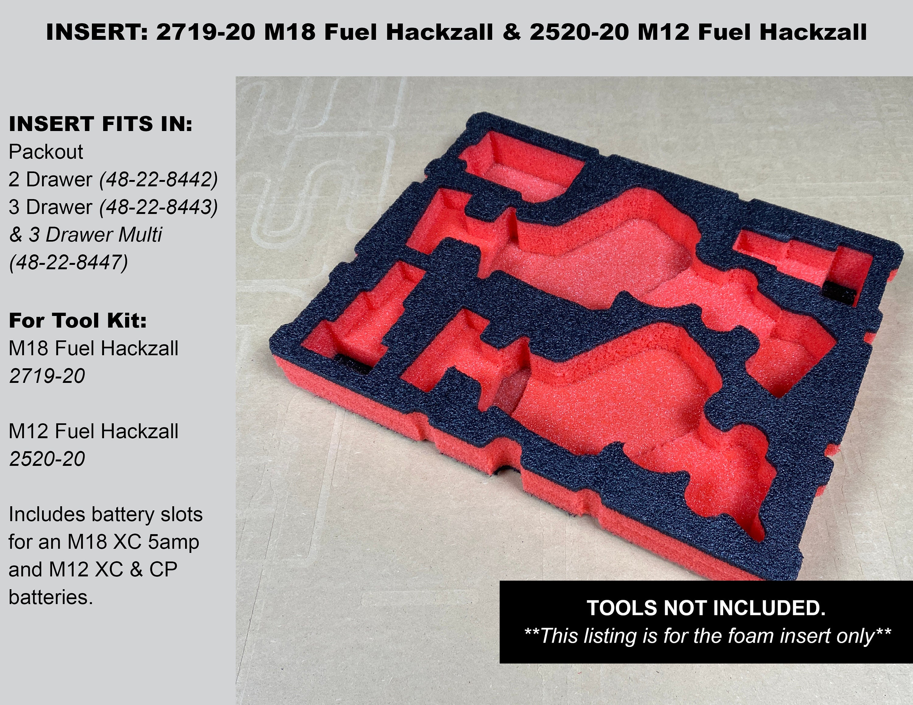 FOAM INSERT to Store M18 Fuel Hackzall 2719-20 and M12 Fuel