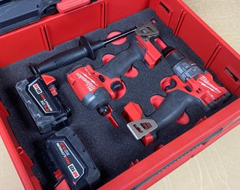 FOAM INSERT to store M18 Fuel Hammer Drill Impact Kit 3697-22 in a Milwaukee Packout 2 Drawer Tool Box - Tools/Case NOT Included