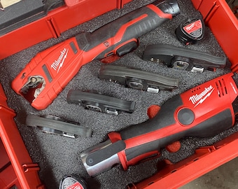 FOAM INSERT to store M12 Force Logic Propress 2473-22 and 1-1/4&quot; Jaw in a Milwaukee Packout 2 Drawer - Tools/Case NOT Included