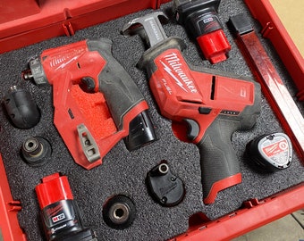 FOAM INSERT to store M12 Fuel Hackzall 2520-20 and Install Drill 4-1 2505-20 in a Milwaukee Packout 3 Drawer Tool Box - Tools NOT Included
