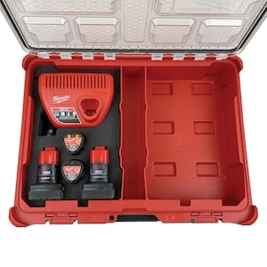 INSERT EN MOUSSE pour ranger le chargeur M12 et les batteries dans une boîte à outils à 11 compartiments Milwaukee - Outils/Boîte non incluses