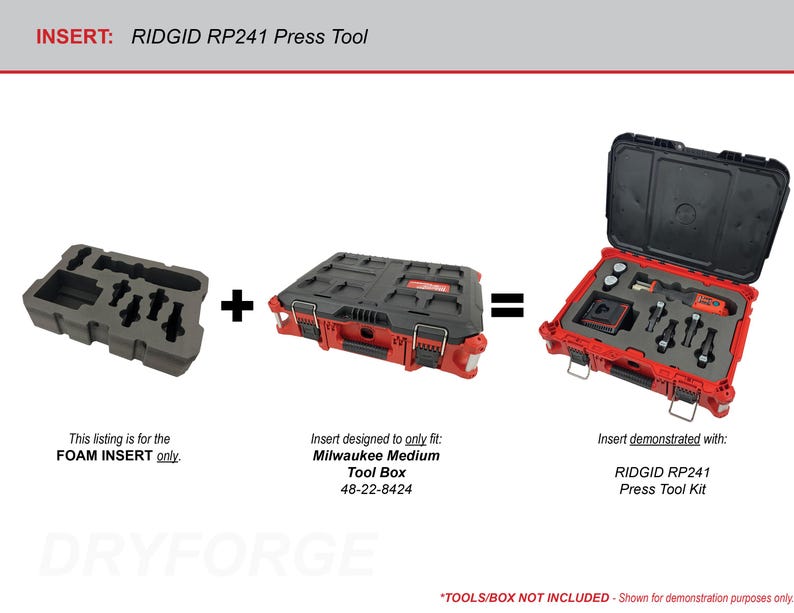 FOAM INSERT to store Ridgid RP241 Press Tool in a Packout Medium Tool Box - Tools/Case NOT Included zdjęcie 2