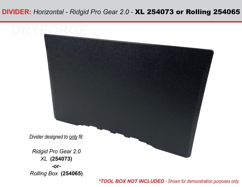 K&ouml;nnte beinhalten: Schwarzer horizontaler Teiler, passend f&uuml;r Ridgid Pro Gear 2.0 XL (254073) oder Rollbox (254065).  *WERKZEUGKASTEN NICHT INBEGRIFFEN - Nur zu Demonstrationszwecken gezeigt.
