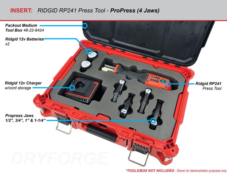 FOAM INSERT to store Ridgid RP241 Press Tool in a Packout Medium Tool Box - Tools/Case NOT Included zdjęcie 3