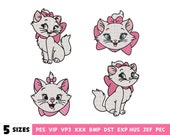 Cute Marie cat embroidery design - machine embroidery design files - Marie - 10 formats, 5 sizes