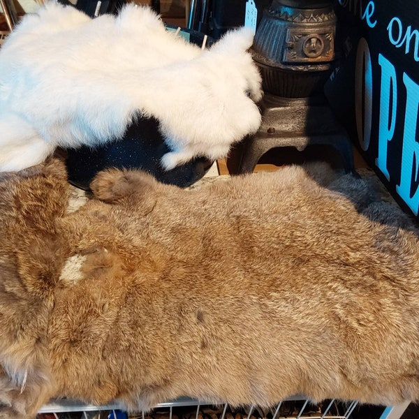 Rabbit pelt, brown or white.