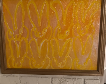 Hunt Slonem INSPIRED diamond dust bunny painting