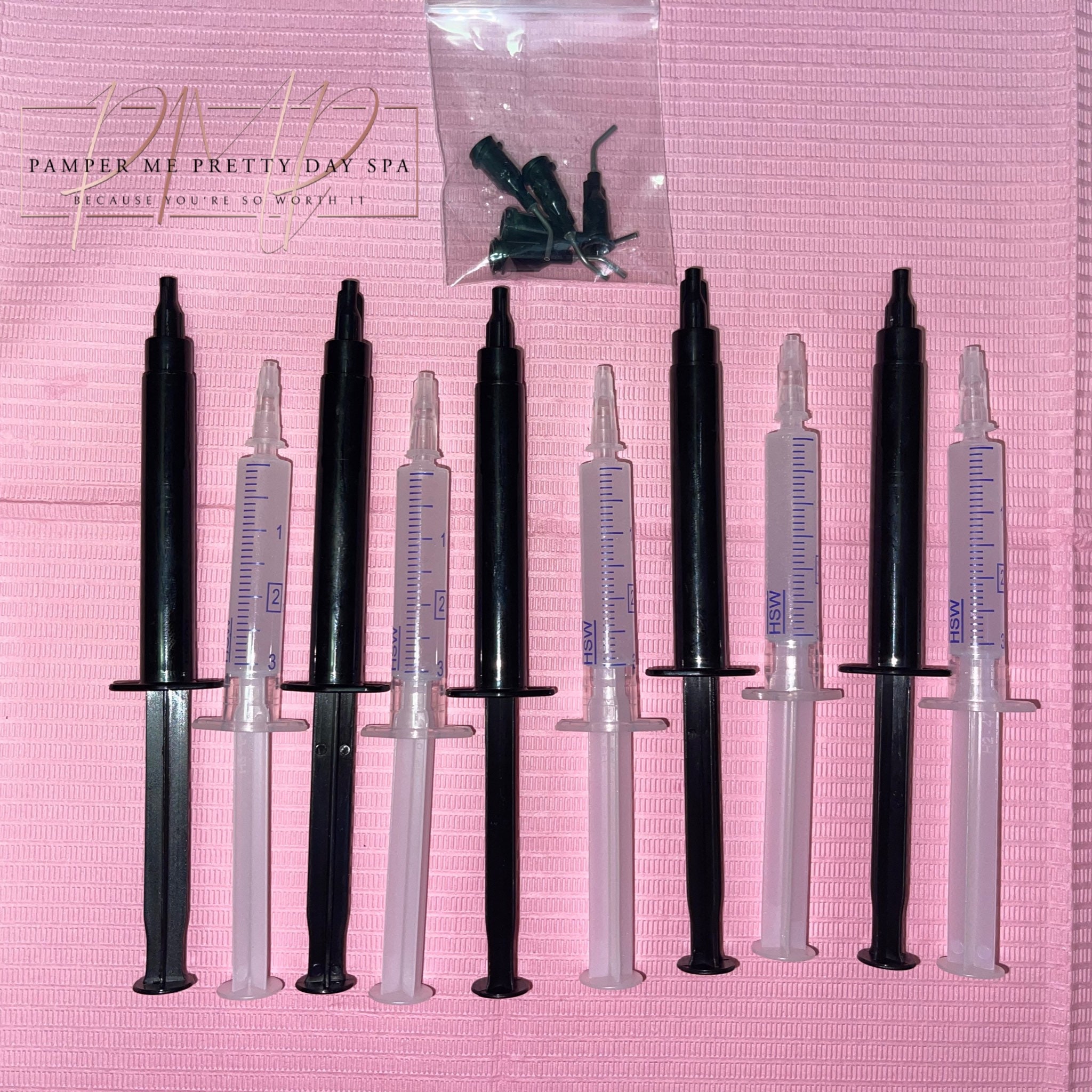 Five 44% Carbamide Peroxide Teeth Whitening Gel and Five Dental