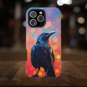 Striking Crow Magnetic Tough Phone Case - Crowcore Style Protection for iPhone 13-18, Unique Gift