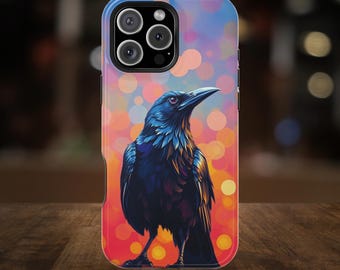 Striking Crow Magnetic Tough Phone Case - Crowcore Style Protection for iPhone 13-16, Unique Gift