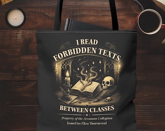 Gothic Teacher Tote Bag, Dark Academia Gift for English Teacher, Witchy Book Bag, Fantasy Professor Tote, Occult Classroom Decor